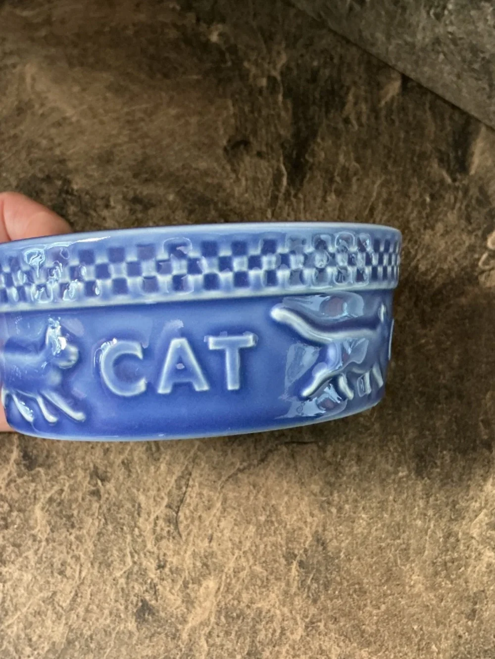 Longaberger Mulligan Blue Pottery Cat Bowl - USA